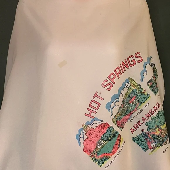Vintage 60s Hot Springs Arkansas Souvenir Scarf 29 In Fair Condition - Picture 3 of 10